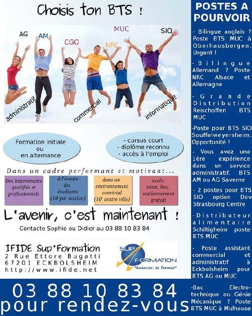 IFIDE - SUP FORMATION recrute BTS MUC à Schiltigheim