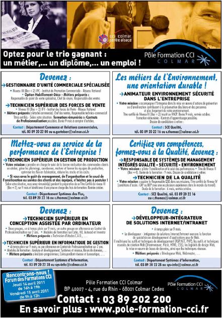 POLE FORMATION CCI COLMAR recrute Formation Technicien Supérieur des Forces de vente