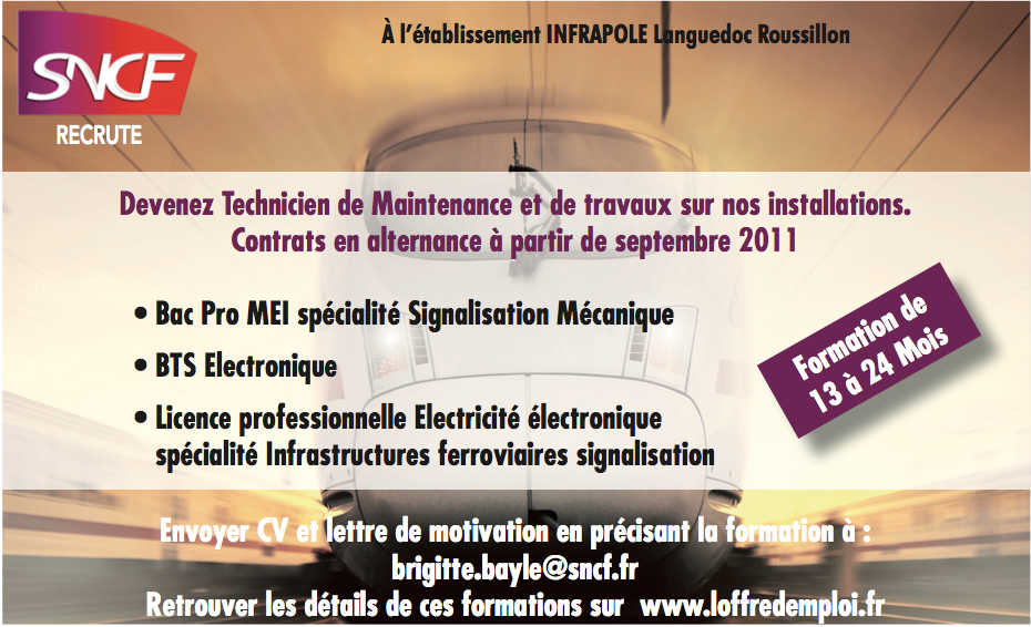 Formation - technicien de maintenance - sncf languedoc 