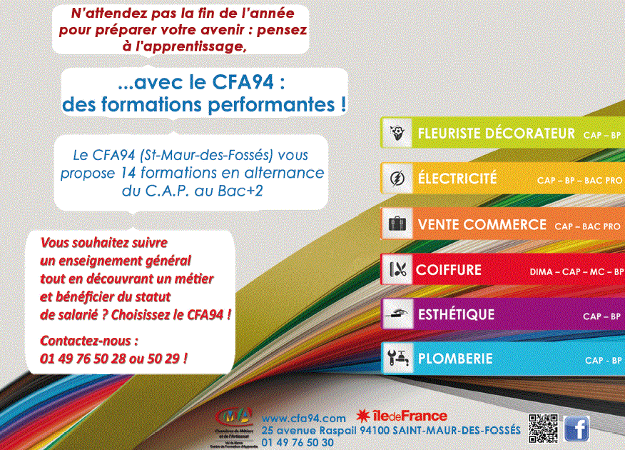 CMA 94 recrute 14 formations en alternance du C.A.P. au Bac +2