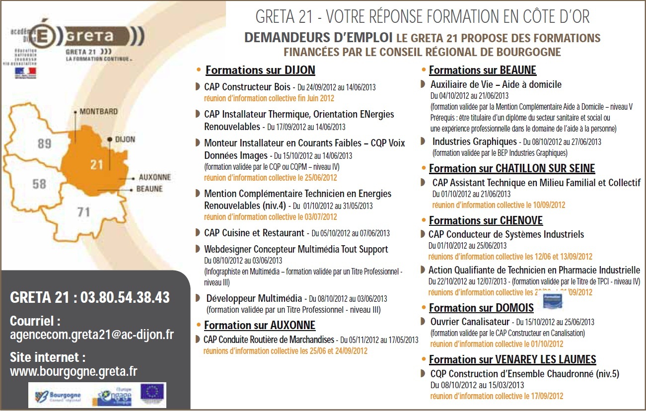 GRETA 21 - Agence de Développement recrute GRETA 21 - VOTRE REPONSE FORMATION EN CÔTE D’OR