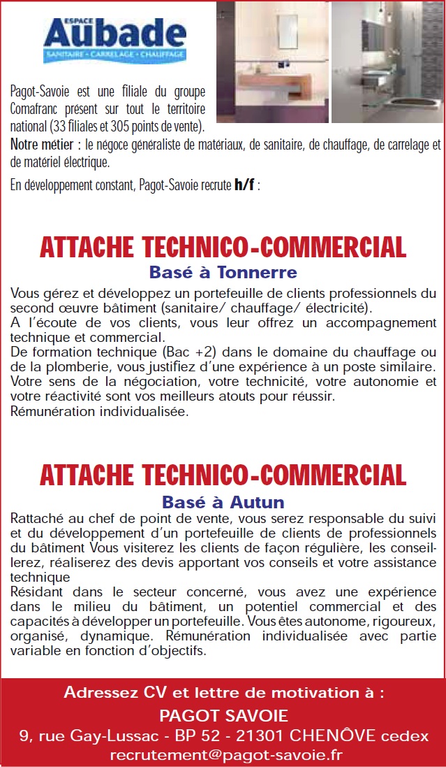 ESPACE AUBADE recrute ATTACHE TECHNICO-COMMERCIAL  (H/F)