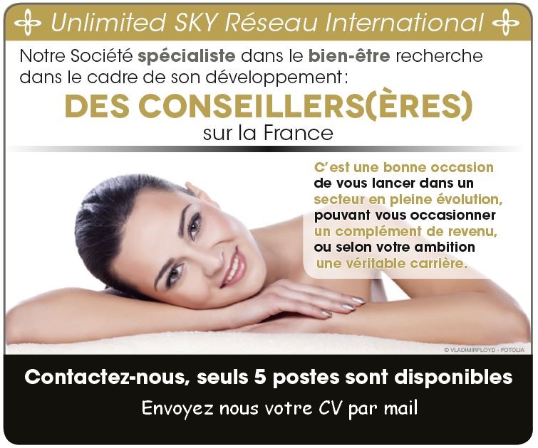 UNLIMITED SKY KNOLL YVES SARL recrute CONSEILLERS(ERES) H/F