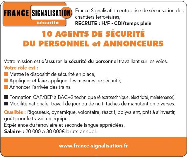 FRANCE SIGNALISATION recrute 10 AGENTS DE SÉCURITÉ DU PERSONNEL et ANNONCEURS en CDI