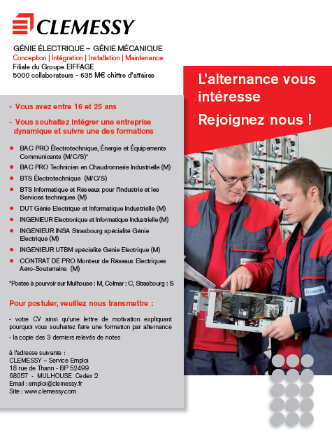 CLEMESSY recrute  BTS Electrotechnique en alternance