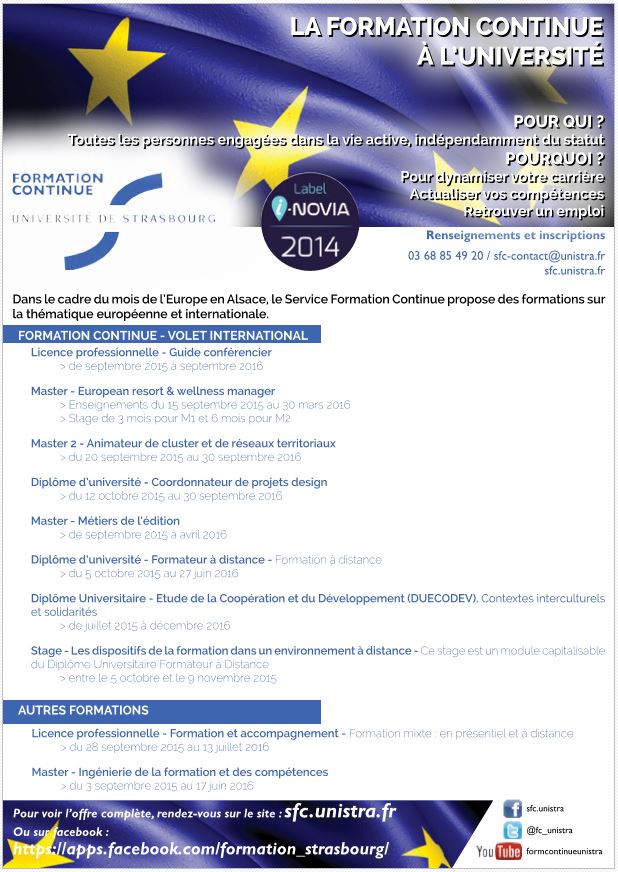 Université de Strasbourg recrute Licence professionnelle Guide conférencier