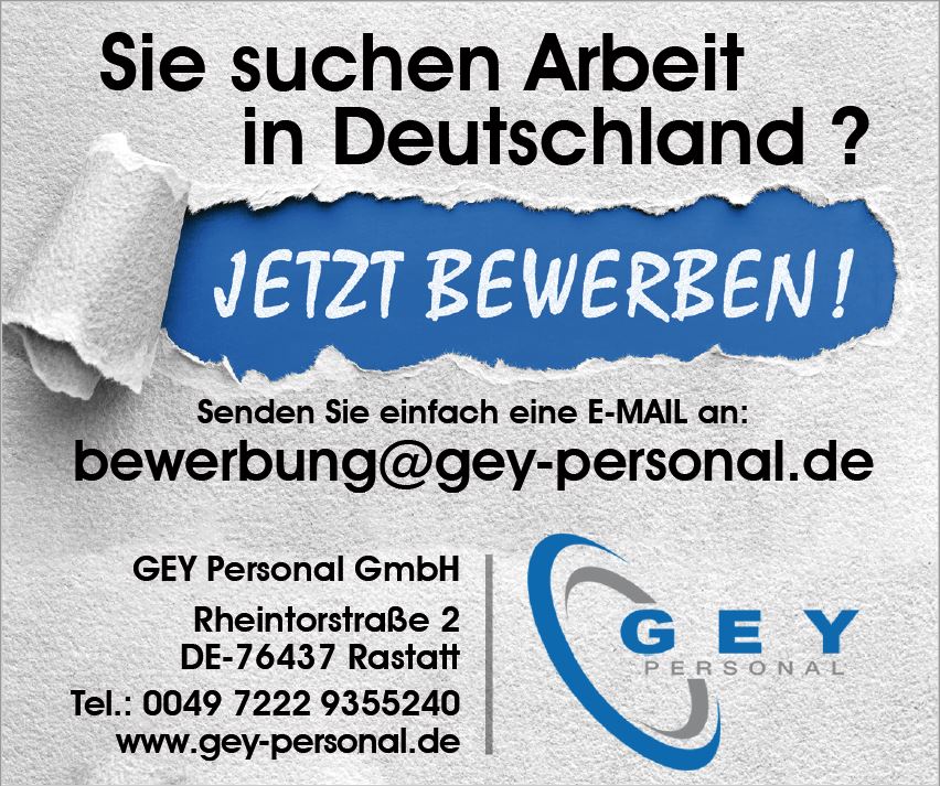 GEY Personal GmbH recrute l'emploi c'est chez Nous !