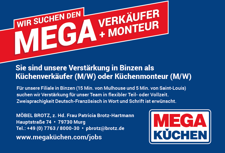 MEGA KUCHEN recrute WIR SUCHEN DEN MEGA VERKÄUFER