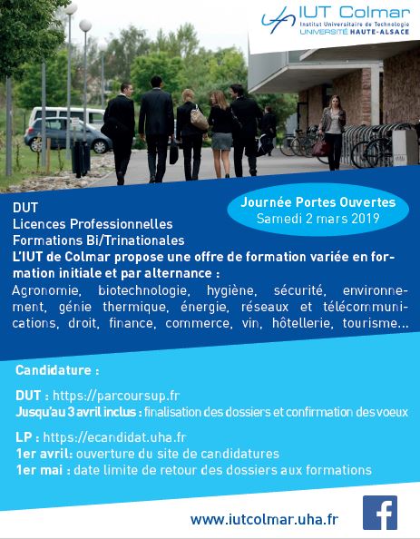 IUT COLMAR recrute IUT Colmar propose une offre de formation...