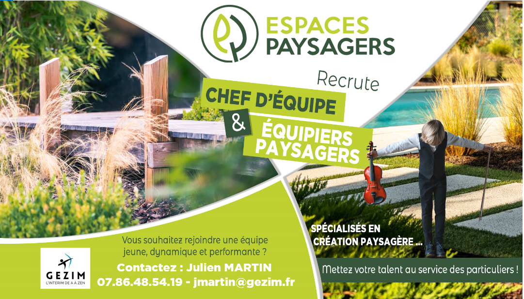 ESPACES PAYSAGERS recrute CHEFS D'EQUIPE (H/F)