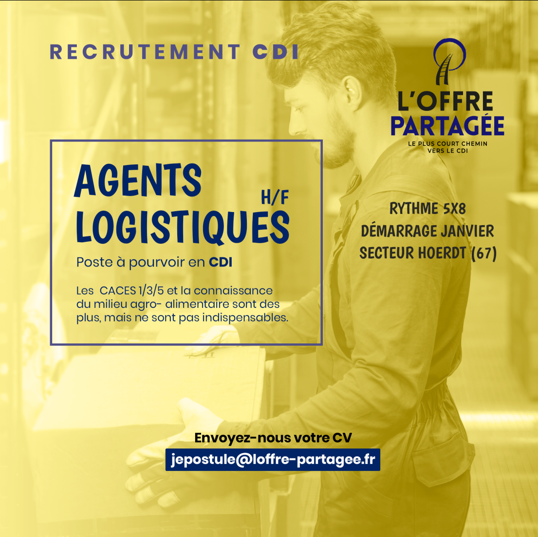 L'OFFRE PARTAGEE recrute AGENTS LOGISTIQUES H/F