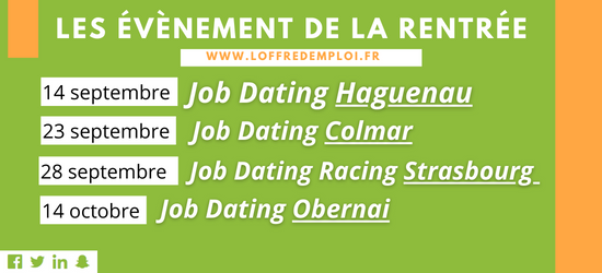 JOB DATING 2022 recrute JOB DATING 2022 - Haguenau, Colmar, Obernai, Strasbourg,  etc...