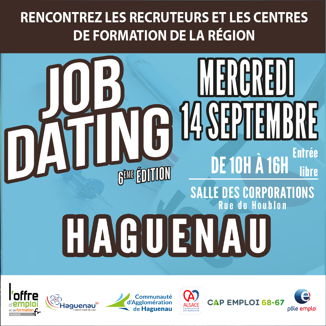 JOB DATING HAGUENAU 14 SEPTEMBRE recrute JOB DATING - HAGUENAU - le 14 SEPTEMBRE 2022