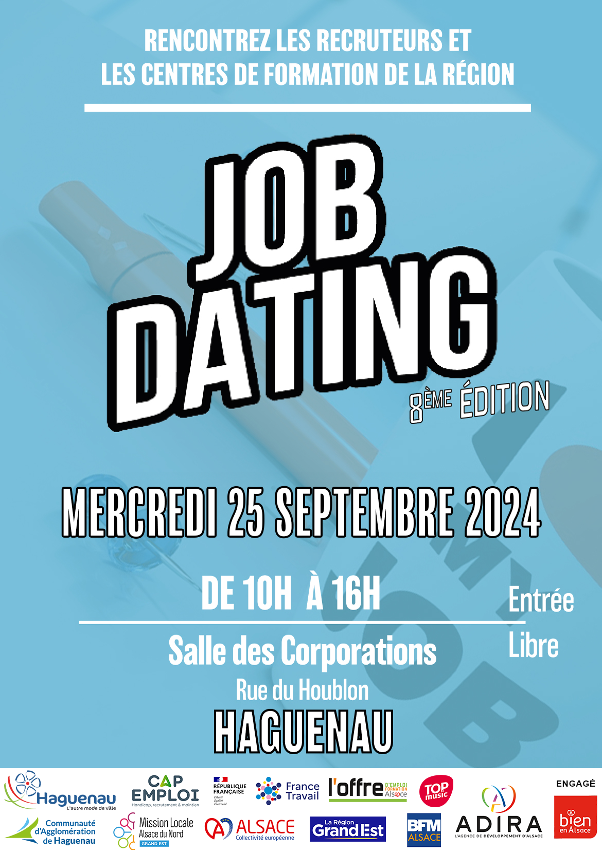 JOB DATING HAGUENAU 24 SEPTEMBRE 2025 recrute JOB DATING - HAGUENAU - le 25 SEPTEMBRE 2024